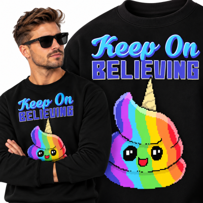 BLUZA ANIMOWANA  KEEP ON BELIEVING UNICORN PIXEL ART